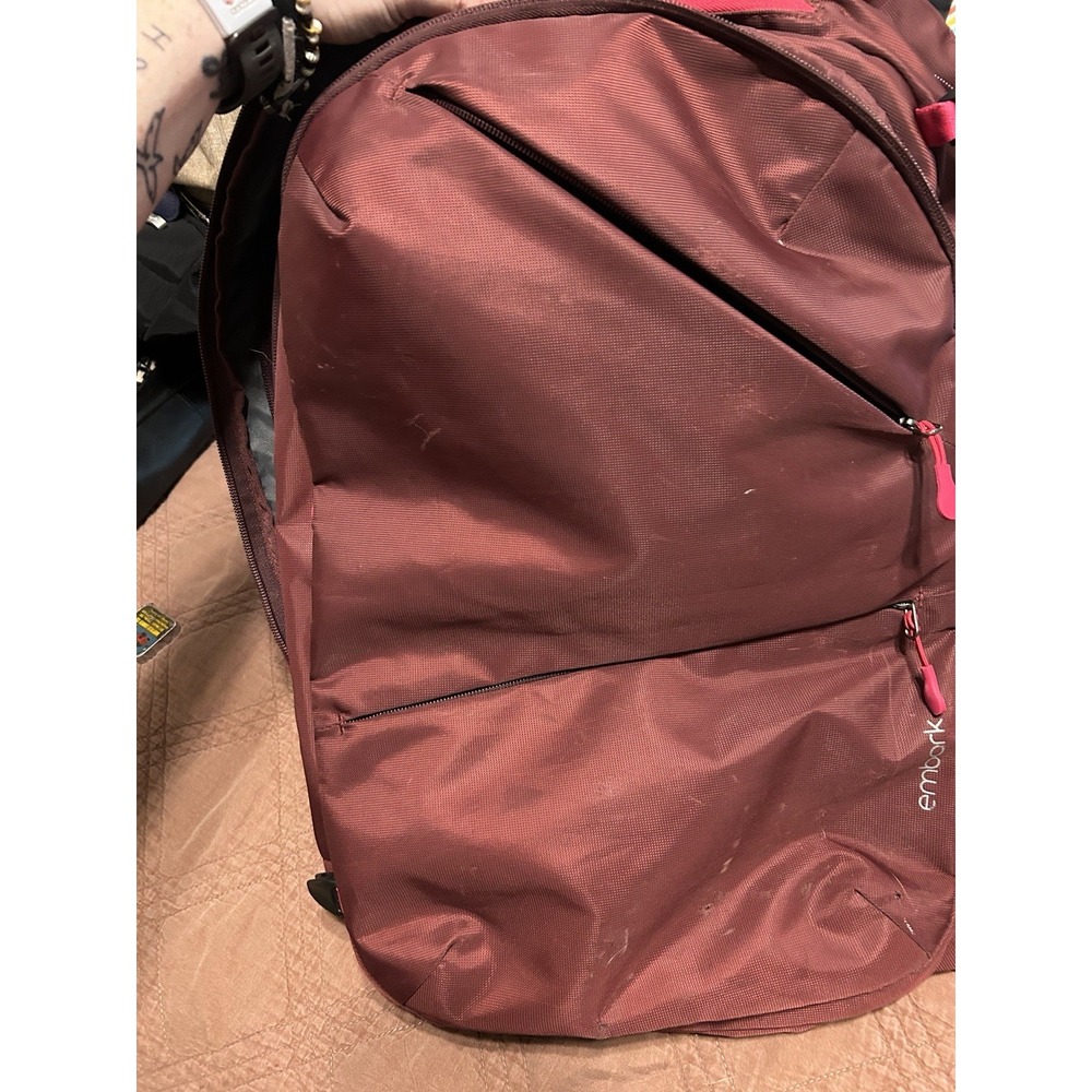 Embark Target Backpack 45L XL Burgundy/Pink Daypack 15" Laptop Sleeve